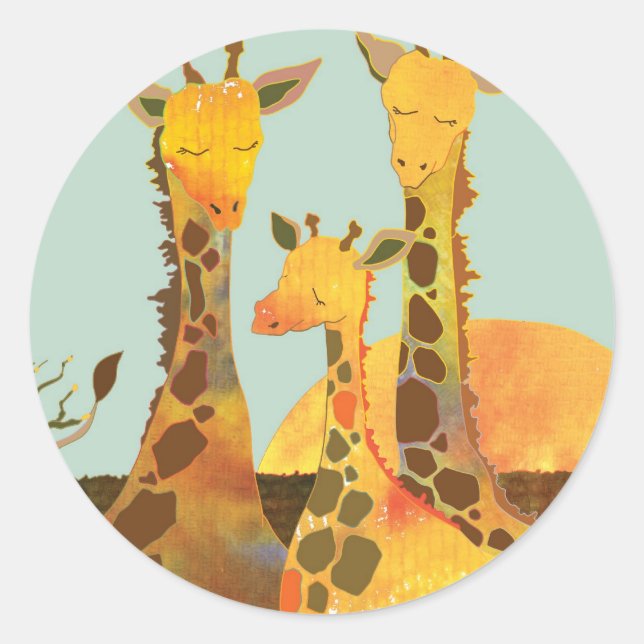 Liebe Giraffe Runder Aufkleber (Vorderseite)