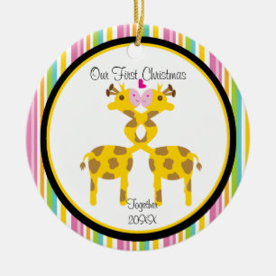 Liebe-Giraffen-Paar-Weihnachtsverzierung Keramik Ornament