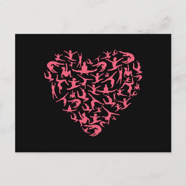 Liebe Girls Gymnastik - Silhouette Herz Postkarte (Vorderseite)