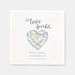Liebe glänzen Diamantenherz Aquarellfarbenhochzeit Serviette