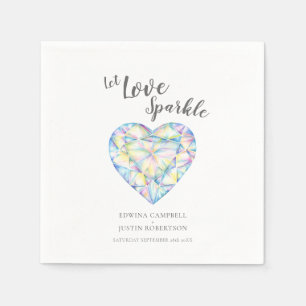 Liebe glänzen Diamantenherz Aquarellfarbenhochzeit Serviette