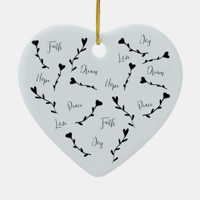 Liebe Glaube Hoffnung träumen Frieden in Blau Keramik Ornament (Hinten)