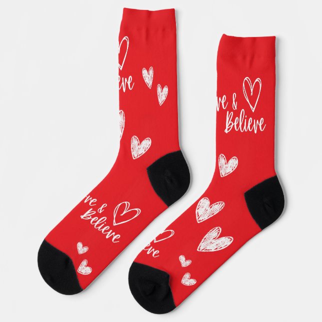 Liebe & Glaube Valentinstag Socken (Linkes Detail)