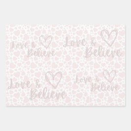 Liebe & Glaube weißes Doodle Pastellherzen Papier