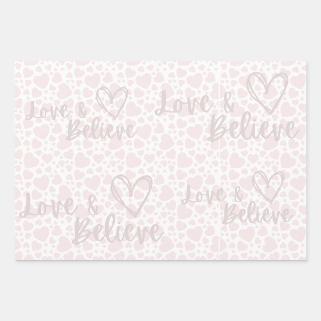 Liebe & Glaube weißes Doodle Pastellherzen Papier (Vorderseite)