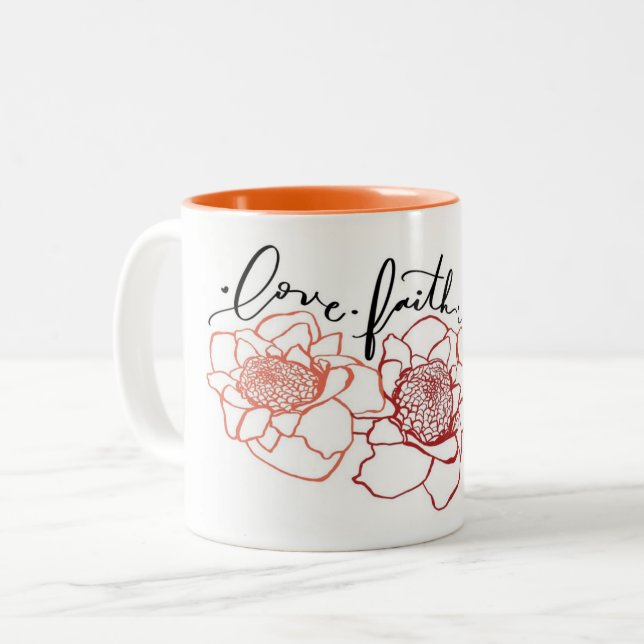 Liebe-Glauben-Aloha Fackel-Ingwer-Tasse Zweifarbige Tasse (Vorderseite Links)