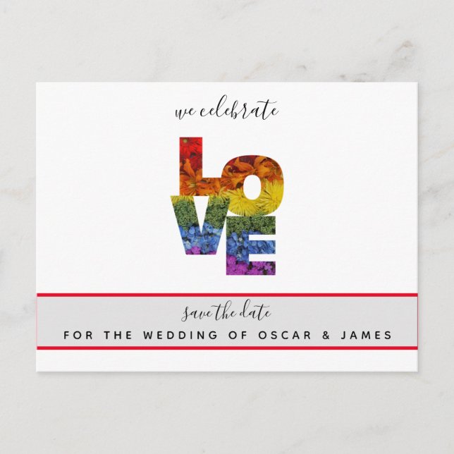 LIEBE Gleichgeschlechtliche Hochzeit Speichern Sie Postkarte (Vorderseite)