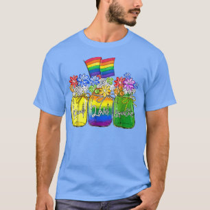 Liebe Gleichheit Rainbow Floral Lgs Flag  T-Shirt