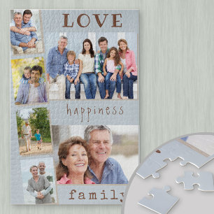 Liebe Glück Familie Blau Foto Streifen Collage