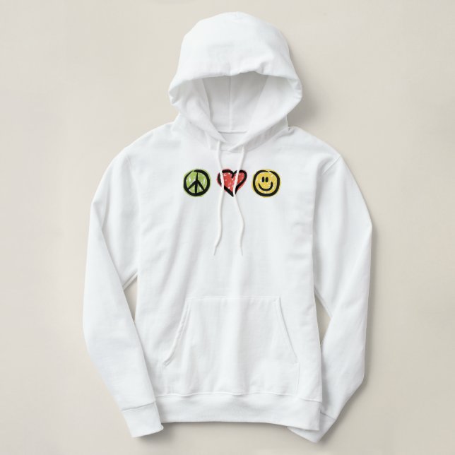 Liebe Glück Positive Zeichen Hoodie (Design vorne)