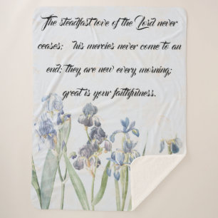 Liebe-Gnade Gott-blauer Iris-Blumen Sherpa Decke Sherpadecke