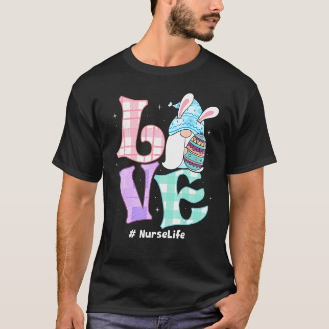Liebe Gnome Buffalo Kariert Nurse Life Ostergnomes T-Shirt (Vorderseite)