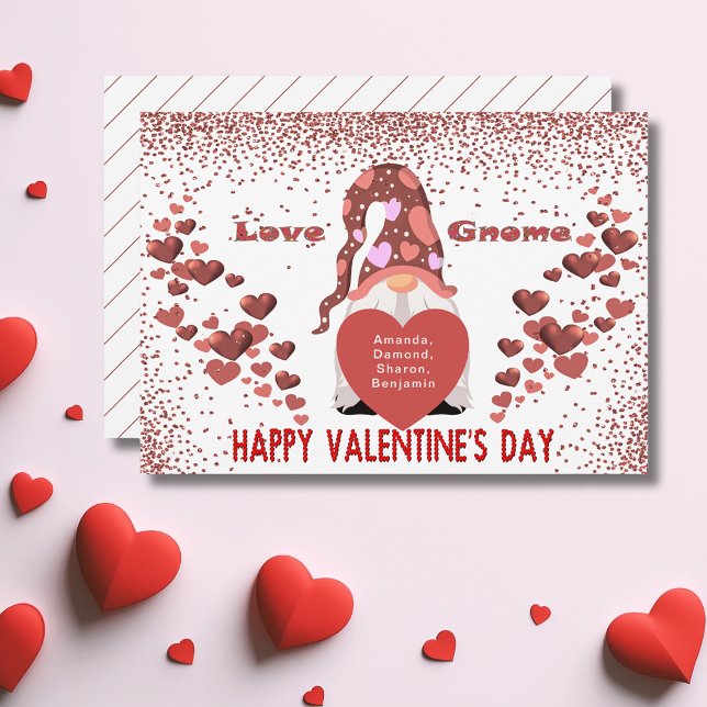 Liebe Gnome Happy Valentines Day Feiertagskarte (Love Gnome Happy Valentines Day Holiday Card)