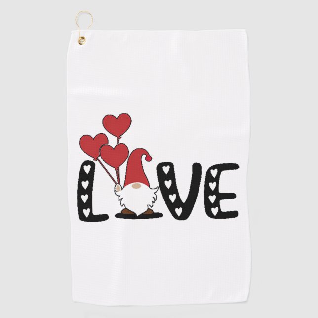 Liebe Gnome Valentinstag Golfhandtuch (Vorderseite)