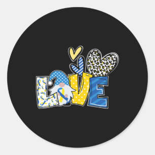 Liebe Gnomes Blue Yellow Ribbon Down Synware Runder Aufkleber