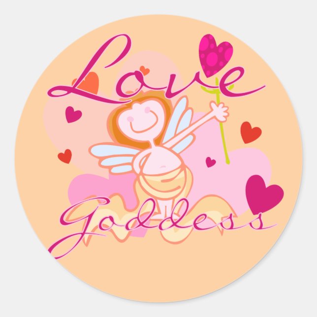 Liebe Goddess Valentine Runder Aufkleber (Vorderseite)