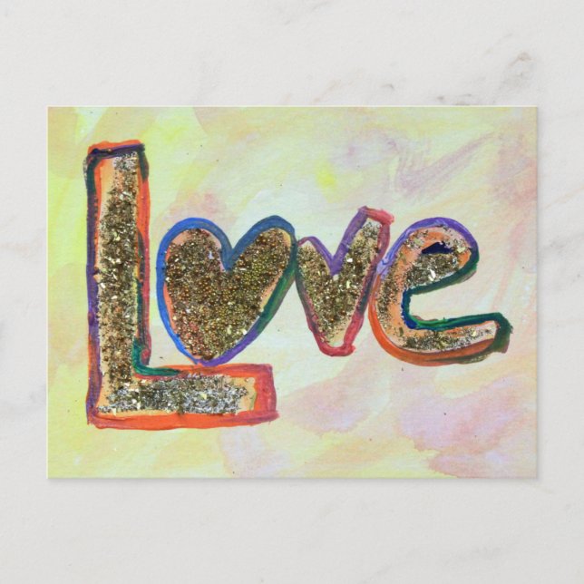 Liebe Golden Pastells Kunst, Dichtung und Musik Postkarte (Vorderseite)