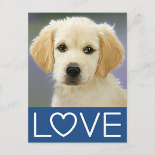 Liebe Golden Retriever Welpenhund Gemalte Postkart Postkarte