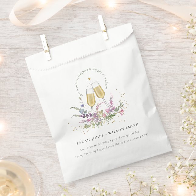 Liebe Goldweingläser Blumenzehen Geschenktütchen (Ausgeschnitten)