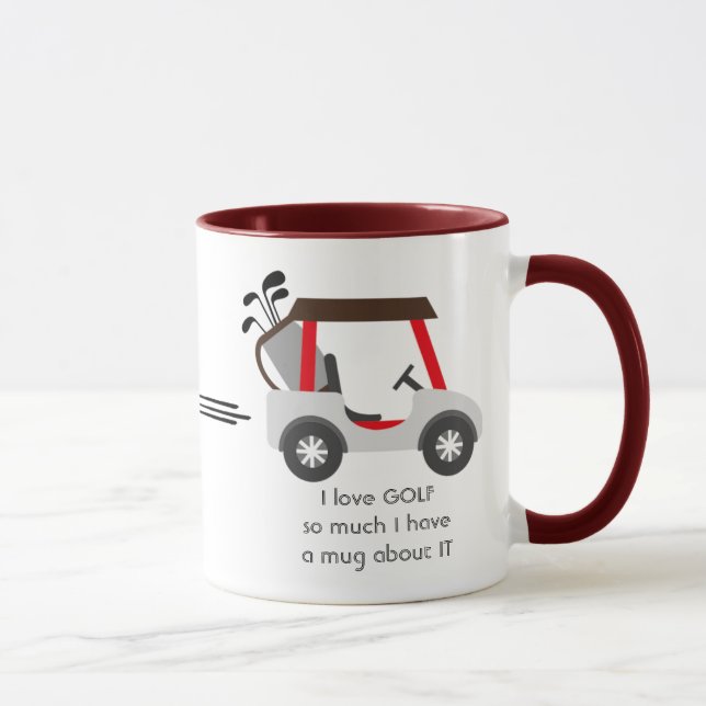 Liebe GOLF so viel ich so viel Spaß Zitat Tasse (Rechts)