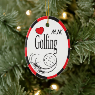 Liebe Golfing Rot und Schwarz Keramikornament