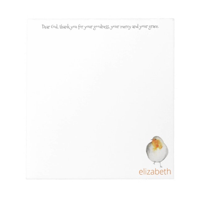 Liebe Gott, danke Bird Notepad Notizblock (Vorderseite)