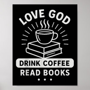 Liebe Gott Kaffee Bücher Vintage Christliche Leser Poster
