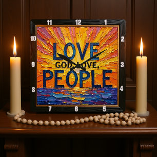 Liebe Gott, Liebe Menschen Kunstwerk Quadratische Wanduhr