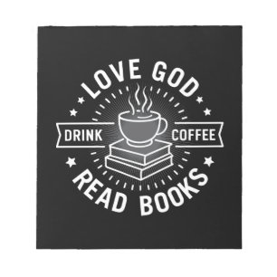 Liebe Gott Trinke Kaffee Lies Bücher Liebhaber Vin Notizblock
