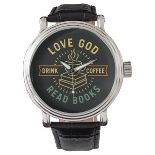 Liebe Gott trinken Kaffee Bücher lesen Liebe Vinta Armbanduhr
