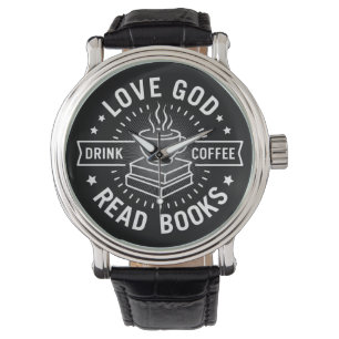 Liebe Gott trinken Kaffee Bücher lesen Liebe Vinta Armbanduhr