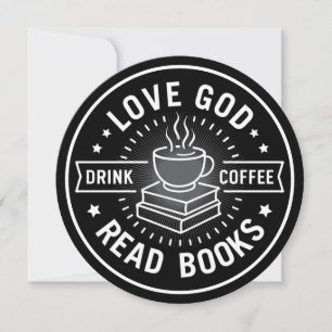 Liebe Gott trinken Kaffee Bücher lesen Liebe Vinta Einladung