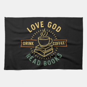 Liebe Gott trinken Kaffee Bücher lesen Liebe Vinta Geschirrtuch