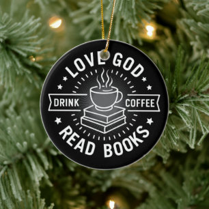 Liebe Gott trinken Kaffee Bücher lesen Liebe Vinta Keramik Ornament