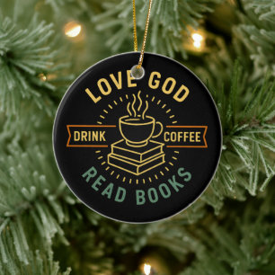 Liebe Gott trinken Kaffee Bücher lesen Liebe Vinta Keramik Ornament