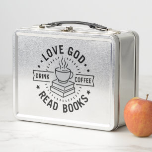 Liebe Gott trinken Kaffee Bücher lesen Liebe Vinta Metall Brotdose