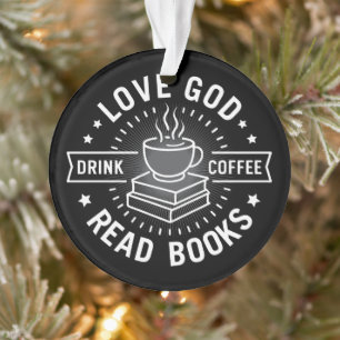 Liebe Gott trinken Kaffee Bücher lesen Liebe Vinta Ornament