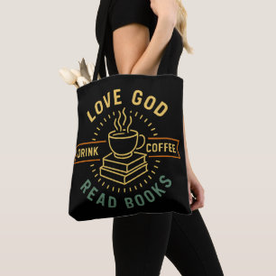 Liebe Gott trinken Kaffee Bücher lesen Liebe Vinta Tasche
