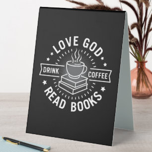 Liebe Gott trinken Kaffee Bücher lesen Liebe Vinta Tischaufsteller