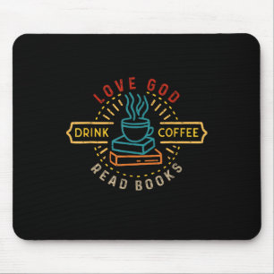 Liebe Gott trinken Kaffee Bücher Lieben Vintage Ch Mousepad