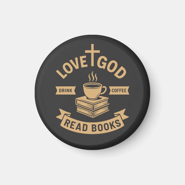 Liebe Gott trinken Kaffee Lesen Bücher Christlich Magnet (Vorne)