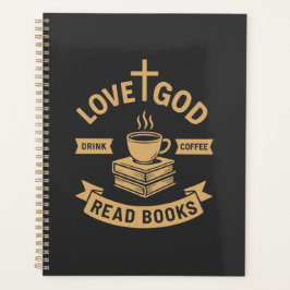 Liebe Gott trinken Kaffee Lesen Bücher Christlich Planer