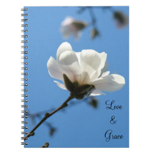 Liebe & Grace Notebook Blue Sky White Magnolia Notizblock