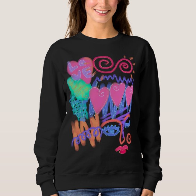 Liebe Graffiti Abstrakte Kunst zu tragen Sweatshirt (Vorderseite)