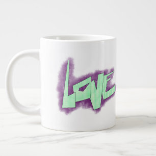 Liebe Graffiti lila grüne Minze Typografie Punkte Jumbo-Tasse