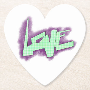 Liebe Graffiti lila grüne Minze Typografie Punkte Untersetzer