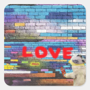 Liebe Graffiti Wandkunst. Quadratischer Aufkleber
