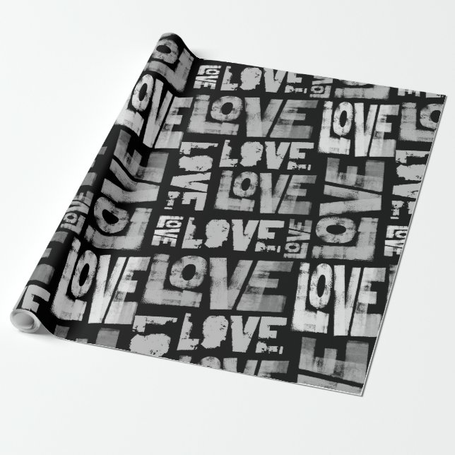Liebe Graffiti Wrapping Paper - Schwarzweiß Geschenkpapier (Ungerollt)
