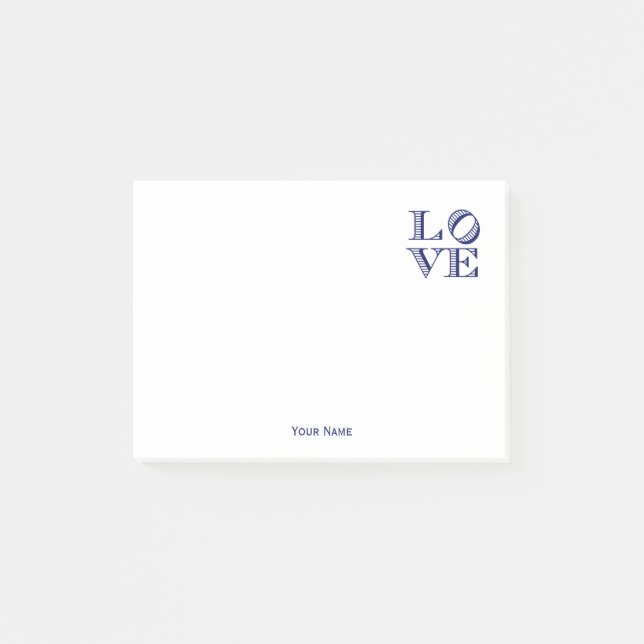 LIEBE Grafischer Text - Blau Post-it Klebezettel (Vorderseite)