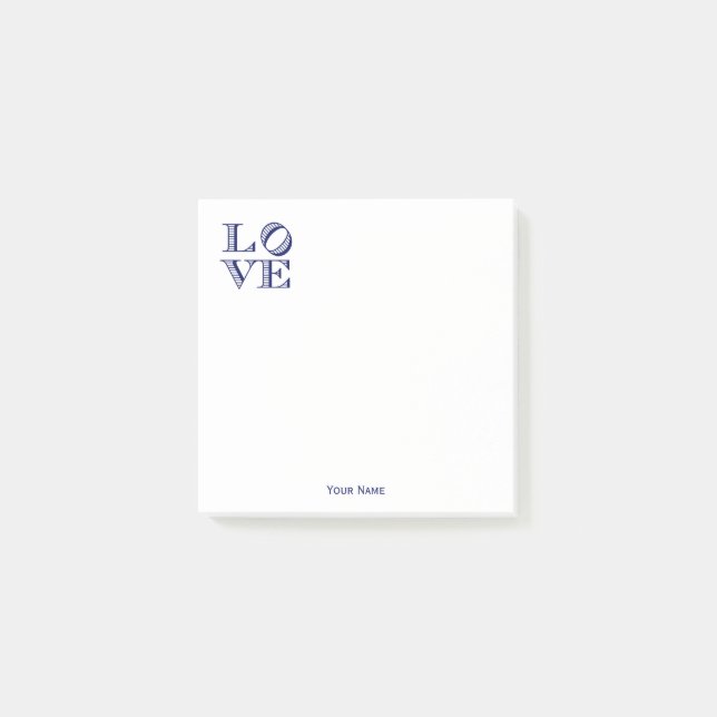 LIEBE Grafischer Text - Blau Post-it Klebezettel (Vorderseite)